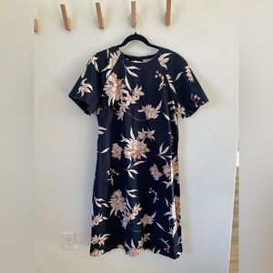 Warehouse Navy Floral Midi Dress